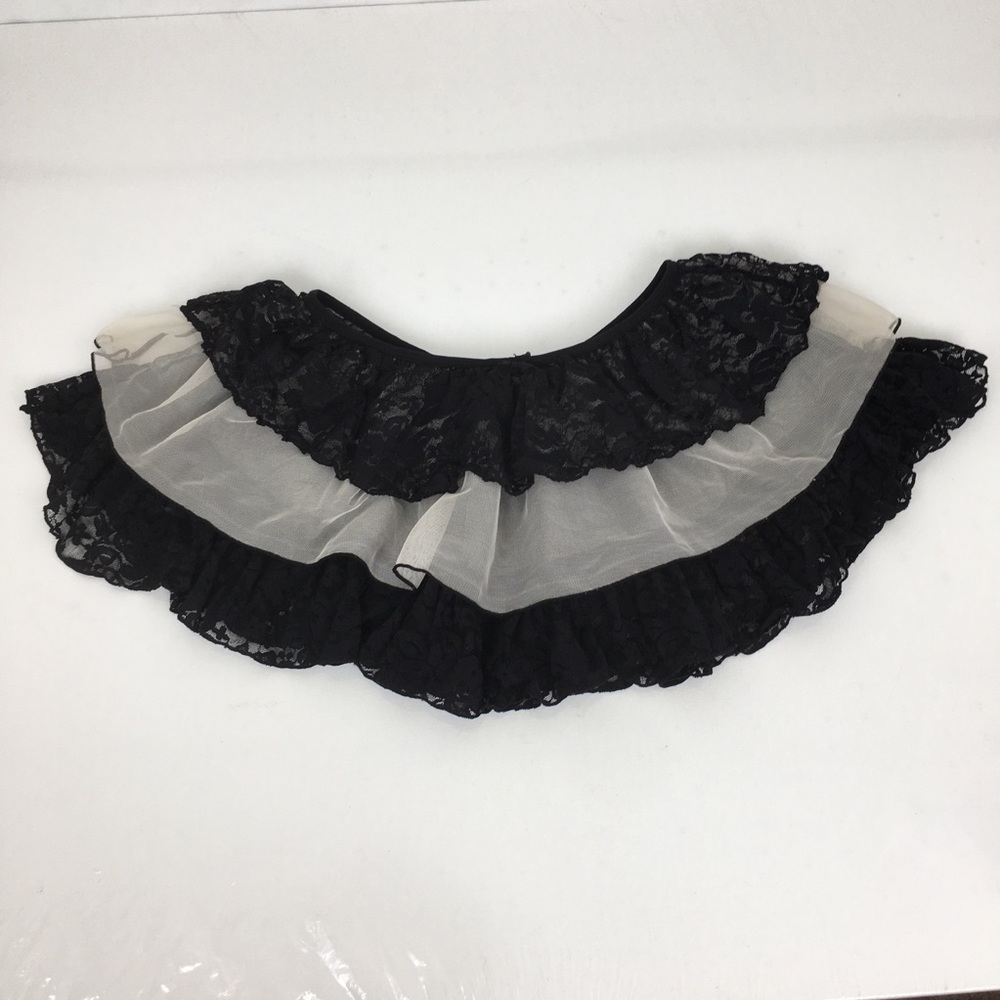 Vintage Y2K Micro Mini Ruffle Skirt Lingerie Black White Sheer Lace Women’s S